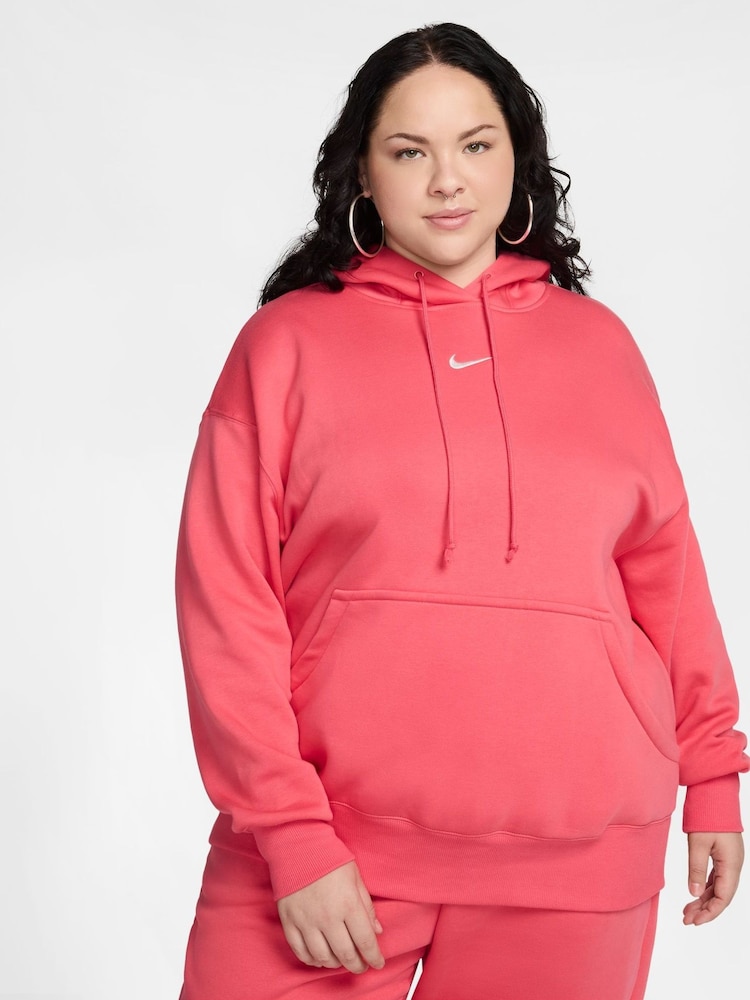 Nike Red Curve Sportswear Phoenix Fleece Oversized Pullover Hoodie - Image 1 of 9