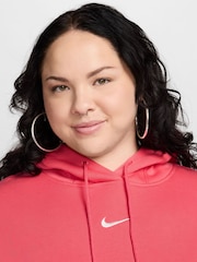 Nike Red Curve Sportswear Phoenix Fleece Oversized Pullover Hoodie - Image 5 of 9
