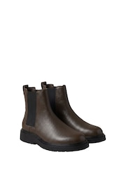 Calvin Klein Black Leather Lug Chelsea Boots - Image 3 of 6