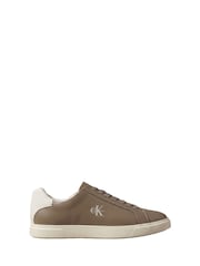 Calvin Klein Brown Leather Signature Logo Trainers - Image 1 of 6