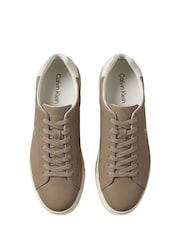 Calvin Klein Brown Leather Signature Logo Trainers - Image 5 of 6