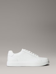 Calvin Klein White Baseline Leather Signature Trainers - Image 1 of 1