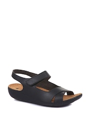 Pavers Black Ladies Touch Fasten Sandals - Image 5 of 6