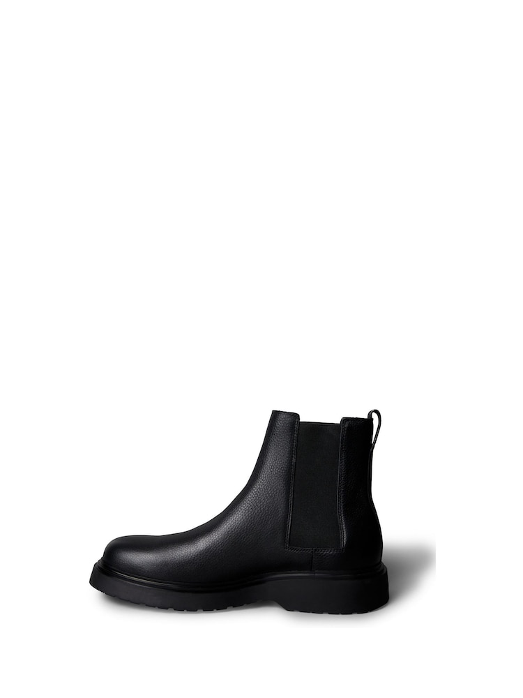 Calvin Klein Black Leather Lug Chelsea Boots - Image 2 of 6 Calvin Klein Black Leather Lug Chelsea Boots - Image 2 of 6