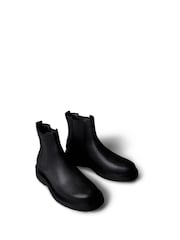 Calvin Klein Black Leather Lug Chelsea Boots - Image 3 of 6