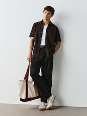 Chocolate Brown Textured Jersey Short Sleeve Shirt - Image 2 of 8