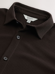 Chocolate Brown Textured Jersey Short Sleeve Shirt - Image 8 of 8