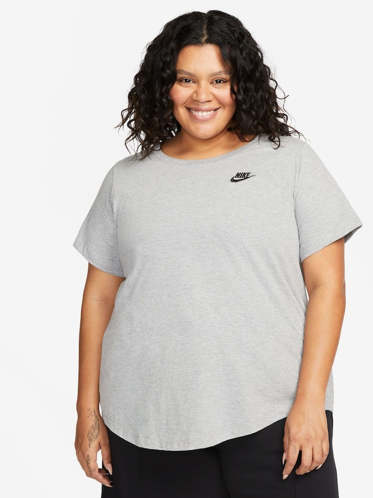 Nike Grey Sportswear Club Essentials T-Shirt - Image 1 of 5 Nike Grey Sportswear Club Essentials T-Shirt - Image 1 of 5