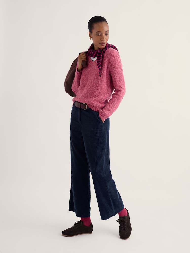 Seasalt Cornwall Pink Dawson Pick V-Neck Wool Blend Jumper - Image 1 of 5