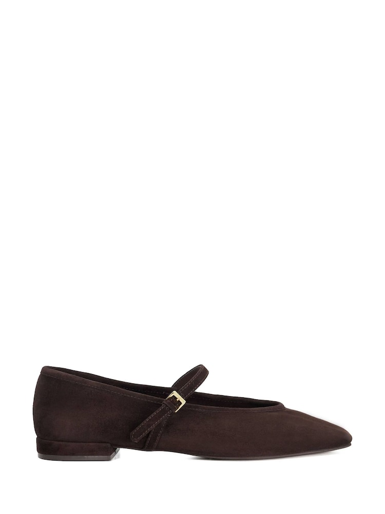 Dune London Brown Wide Fit Hearthrob Ballet Suede Shoes - Image 2 of 6 Dune London Brown Wide Fit Hearthrob Ballet Suede Shoes - Image 2 of 6