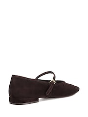Dune London Brown Wide Fit Hearthrob Ballet Suede Shoes - Image 4 of 6