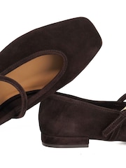 Dune London Brown Wide Fit Hearthrob Ballet Suede Shoes - Image 6 of 6