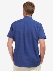 Barbour® Navy Nelson Linen Blend Short Sleeve Shirt - Image 2 of 6
