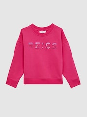 Reiss Bright Pink Nina 9-14 yrs Sequin Crew Neck Jumper - Image 2 of 6