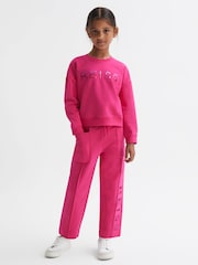 Reiss Bright Pink Nina 9-14 yrs Sequin Crew Neck Jumper - Image 3 of 6