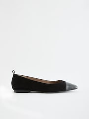 Black Forever Comfort® Leather Toe Cap Ballerinas Shoes - Image 2 of 5