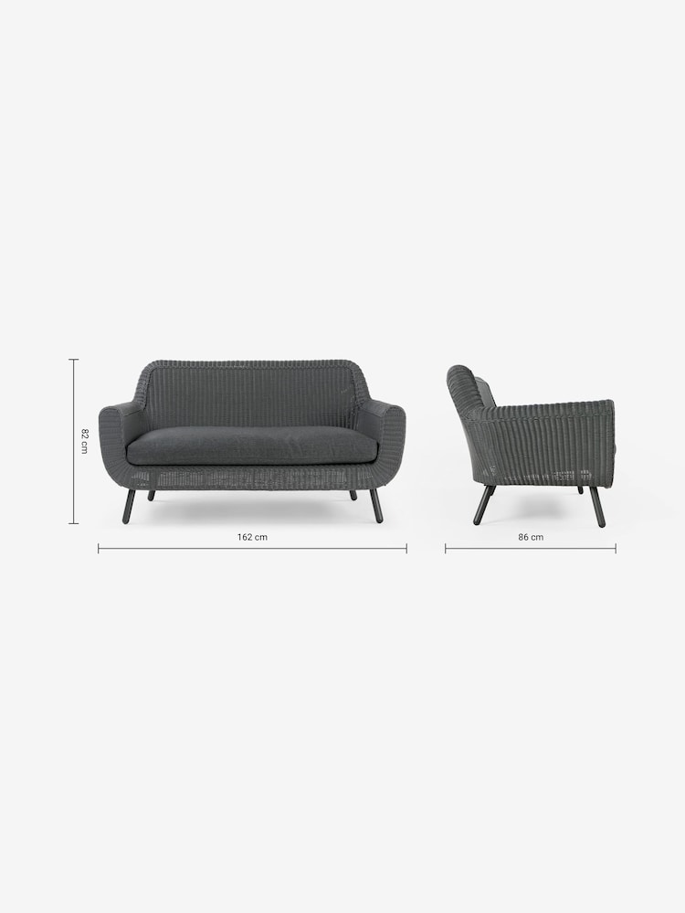 MADE.COM Dark Grey Jonah Garden 2 Seater Sofa Polyrattan - Image 4 of 4