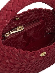 Dune London Berry Red Dinky deliberate Mini Woven Slouch Bag - Image 4 of 4