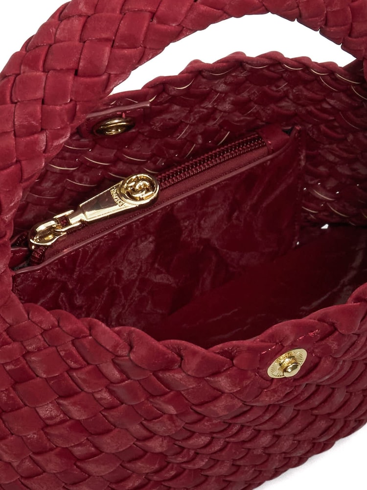 Dune London Berry Red Dinky deliberate Mini Woven Slouch Bag - Image 4 of 4 Dune London Berry Red Dinky deliberate Mini Woven Slouch Bag - Image 4 of 4