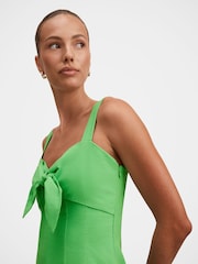 Forever New Green Kara Tie Front Midi Dress with Contains Linen - Image 3 of 4