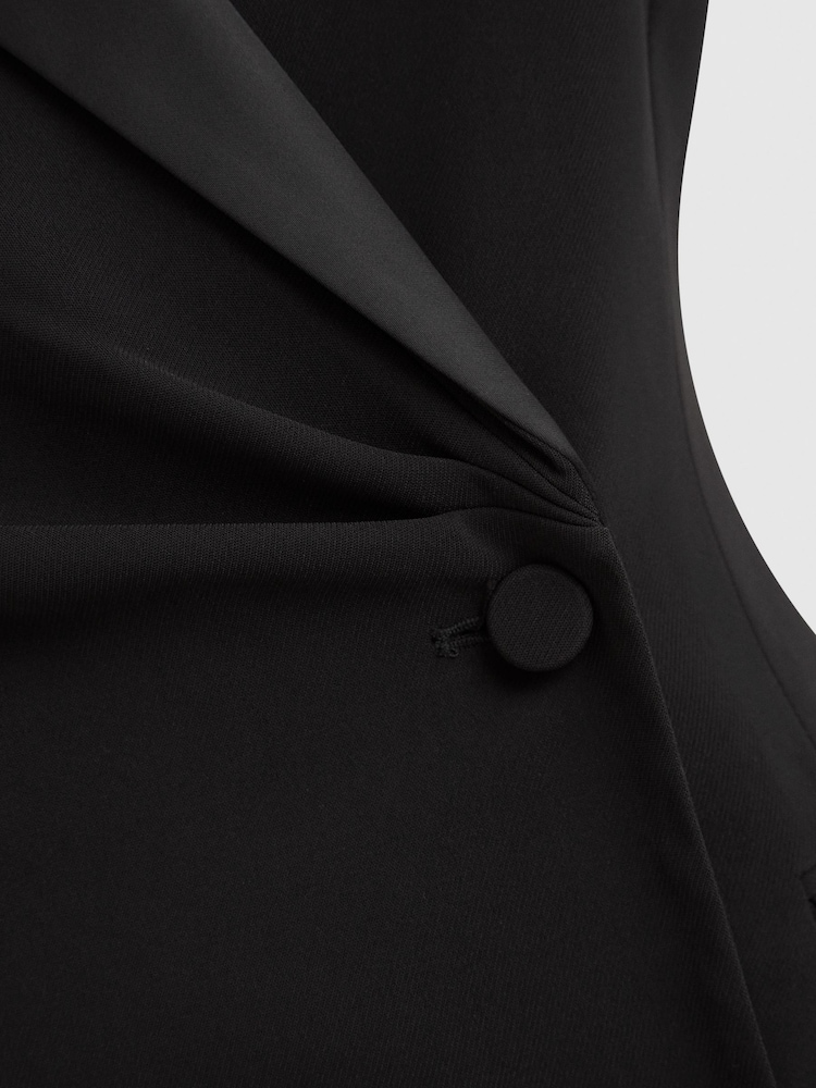Reiss Black Amari Fitted Double Breasted Midi Dress - Image 6 of 6 Reiss Black Amari Fitted Double Breasted Midi Dress - Image 6 of 6