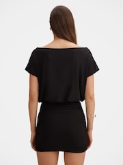 Forever New Black Kiara Tipped Draped Jersey Mini Dress - Image 2 of 5