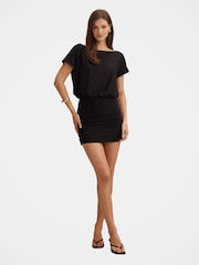 Forever New Black Kiara Tipped Draped Jersey Mini Dress - Image 5 of 5