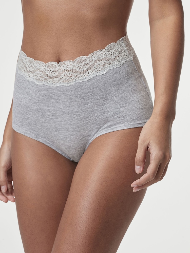 White/Black/Grey Full Brief Lace Knickers 4 Pack - Image 2 of 9 White/Black/Grey Full Brief Lace Knickers 4 Pack - Image 2 of 9