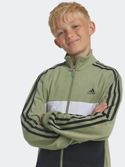 adidas Green/Black Sportswear Essentials 3-Stripes Tiberio Tracksuit - Image 5 of 8