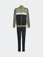 adidas Green/Black Sportswear Essentials 3-Stripes Tiberio Tracksuit - Image 6 of 8