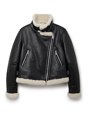 Another Sunday Bonded Aviator Jacket With Faux Fur Lining In Black - Image 5 of 6