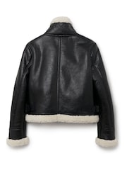 Another Sunday Bonded Aviator Jacket With Faux Fur Lining In Black - Image 6 of 6