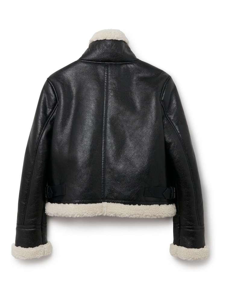 Another Sunday Bonded Aviator Jacket With Faux Fur Lining In Black - Image 6 of 6