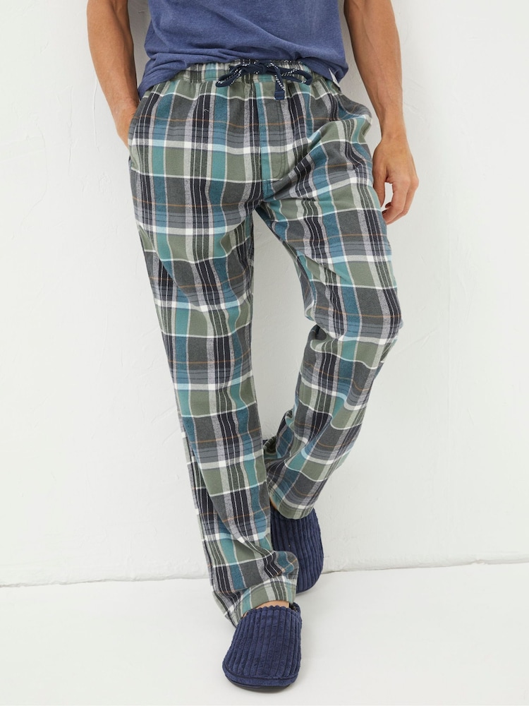 FatFace Green Southsea Checked Pyjama Bottoms - Image 1 of 6