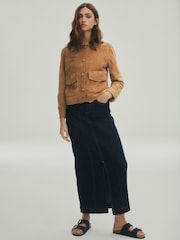 Rinse Blue Premium Denim Maxi Skirt - Image 1 of 10