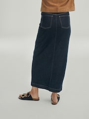Rinse Blue Premium Denim Maxi Skirt - Image 4 of 10