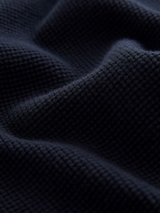 Navy Blue Oxford Crew Neck Regular Mock Shirt Jumper - Image 7 of 7
