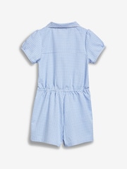 Blue Zip Front Cotton Rich Gingham School Playsuit (3-14yrs) - Image 7 of 8