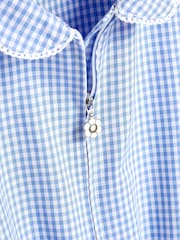 Blue Zip Front Cotton Rich Gingham School Playsuit (3-14yrs) - Image 8 of 8