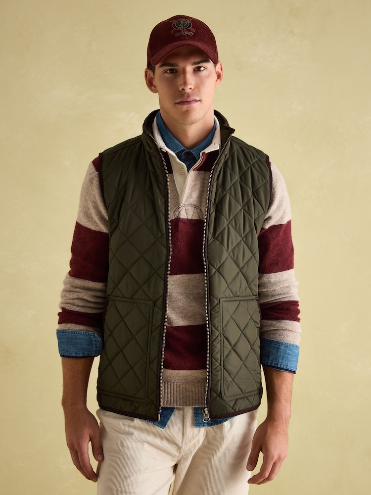 Joules Maynard Green Diamond Quilted Gilet - Image 1 of 7