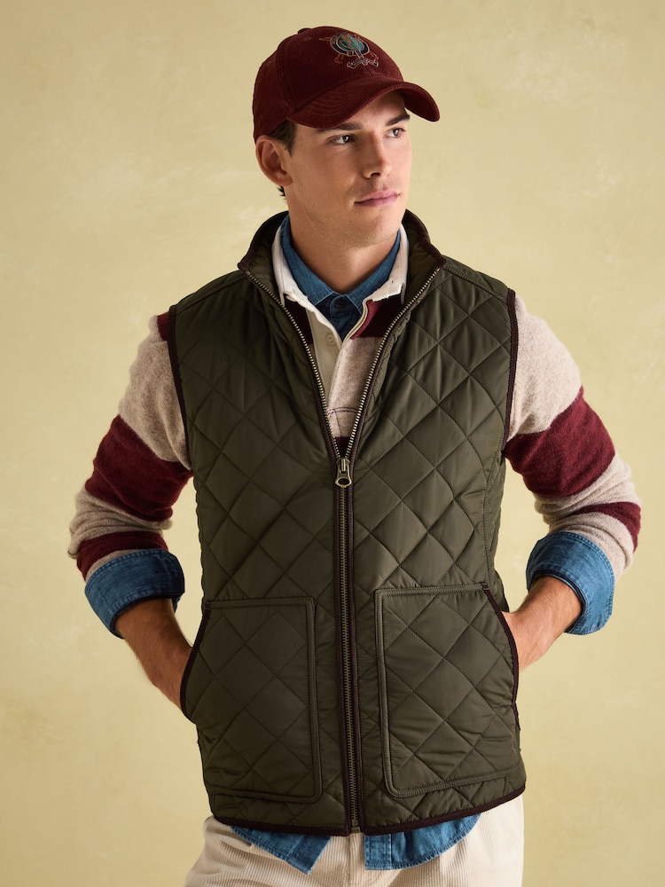 Joules Maynard Green Diamond Quilted Gilet - Image 4 of 7