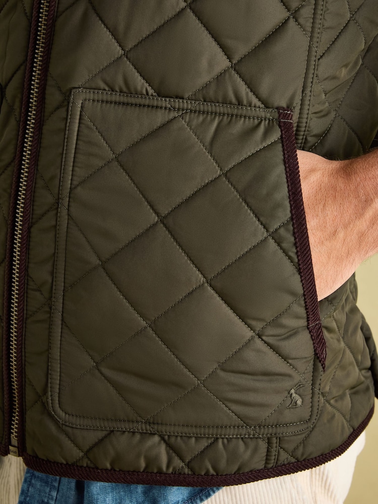 Joules Maynard Green Diamond Quilted Gilet - Image 6 of 7