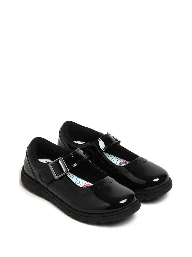 Harry Bear Black Patent Rainbow Girls School Shoes - Image 2 of 5