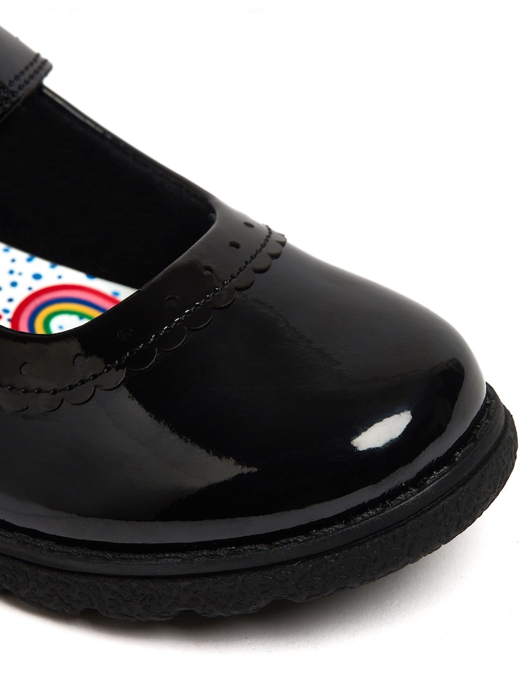 Harry Bear Black Patent Rainbow Girls School Shoes - Image 5 of 5