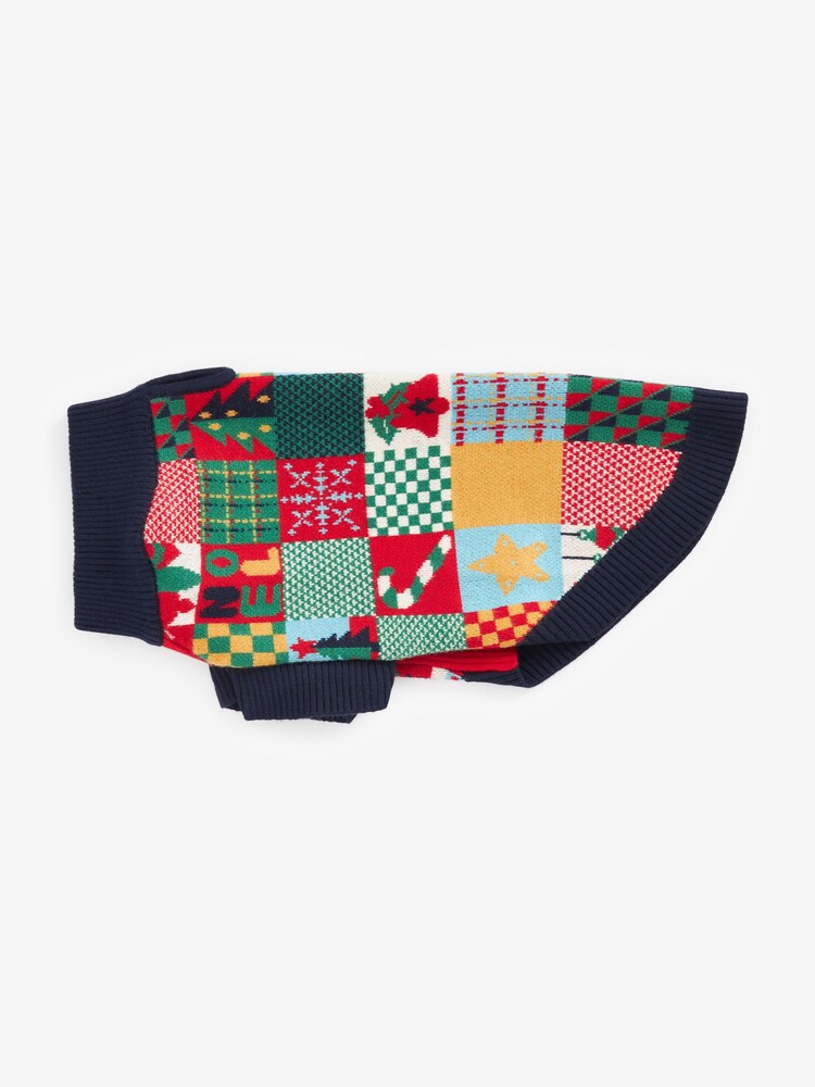 Navy Blue/Red Patchwork Matching Family Pet Knitted Christmas Jumper - Image 4 of 6