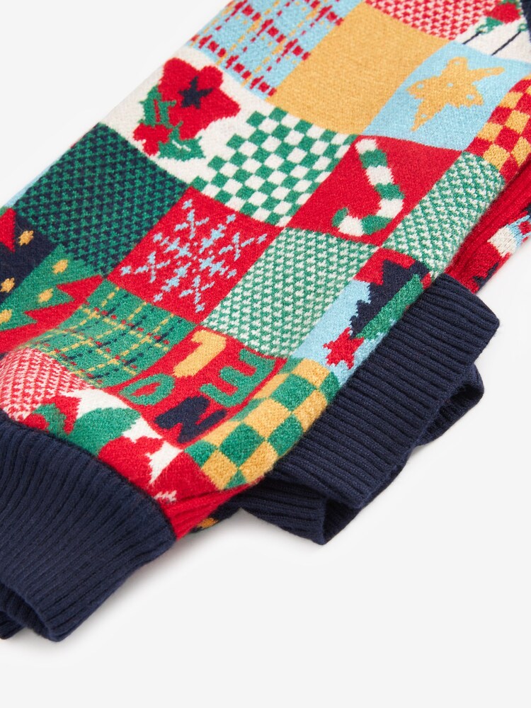 Navy Blue/Red Patchwork Matching Family Pet Knitted Christmas Jumper - Image 5 of 6