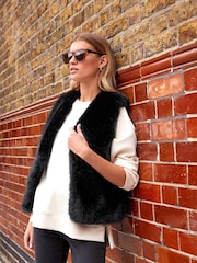 Black Faux Fur Gilet - Image 4 of 8