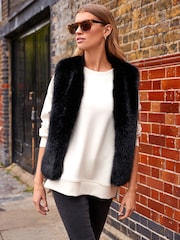 Black Faux Fur Gilet - Image 5 of 8
