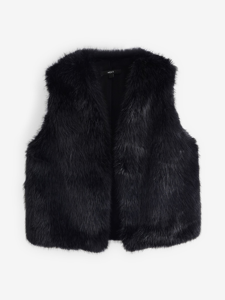 Black Faux Fur Gilet - Image 8 of 8