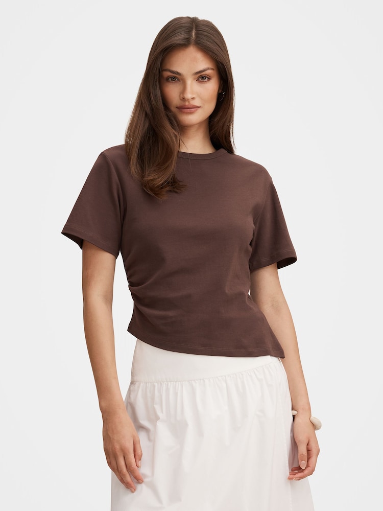 Forever New Brown Saskia Boxy T-Shirt - Image 1 of 5 Forever New Brown Saskia Boxy T-Shirt - Image 1 of 5